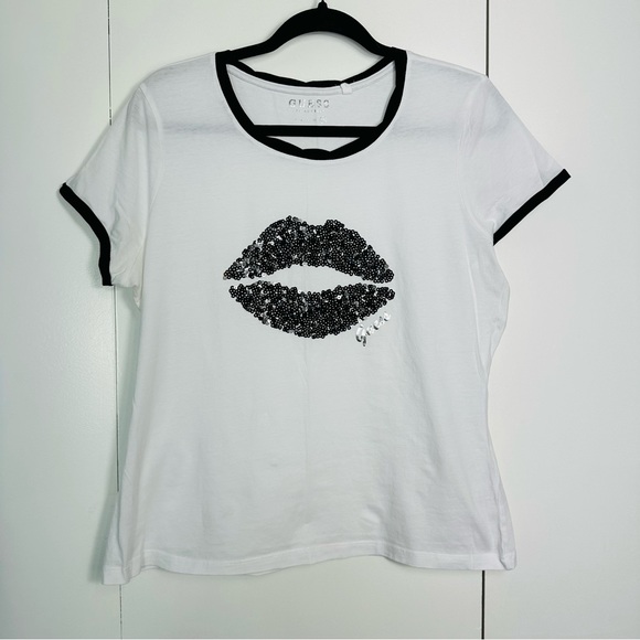 Guess sequins Short sleeve T-shirt, size XXL, white - Picture 9 of 10